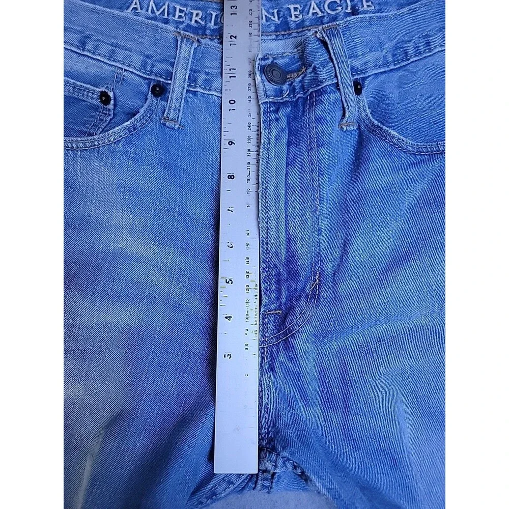 American Eagle Jeans Mens‎ 34x34 (36x33) Baggy Straight Blue Distressed Mid Rise